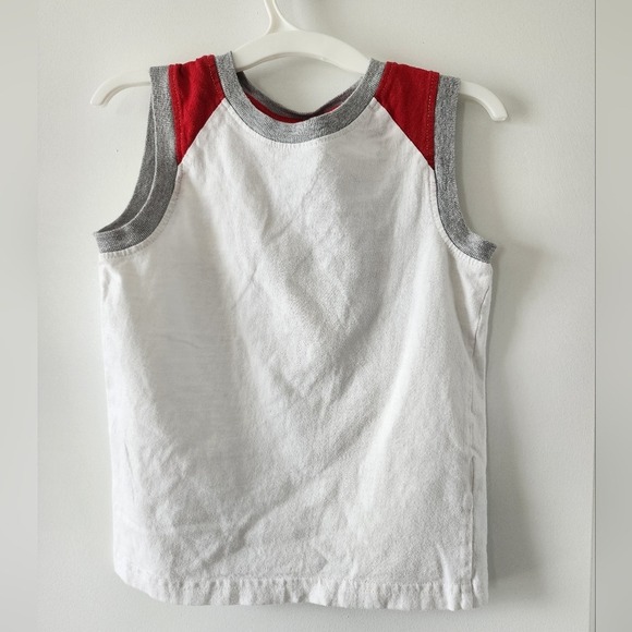 Unbranded Other - Kid sz 4T White Red Grey Colorblock Sleeveless Muscle Tank Top Sporty Summer Tee